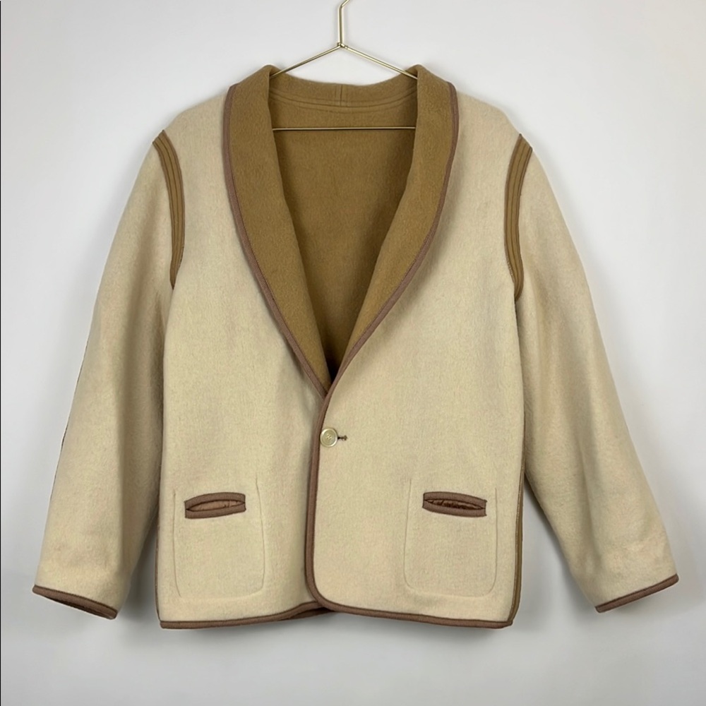 Turnaround by Cuddlecoat wool jacket reversible brown and cream M